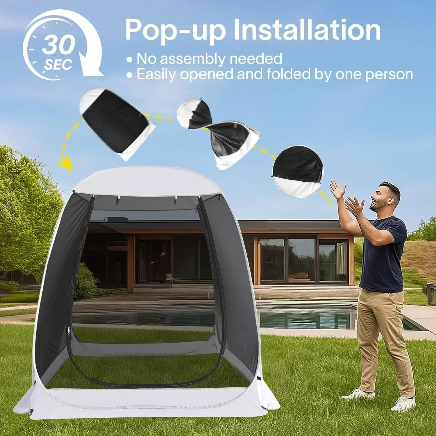 Screen gazebo sleeps 6-10-15 people Igloo-style canopy tent mosquito net on the sides Perfect wourant