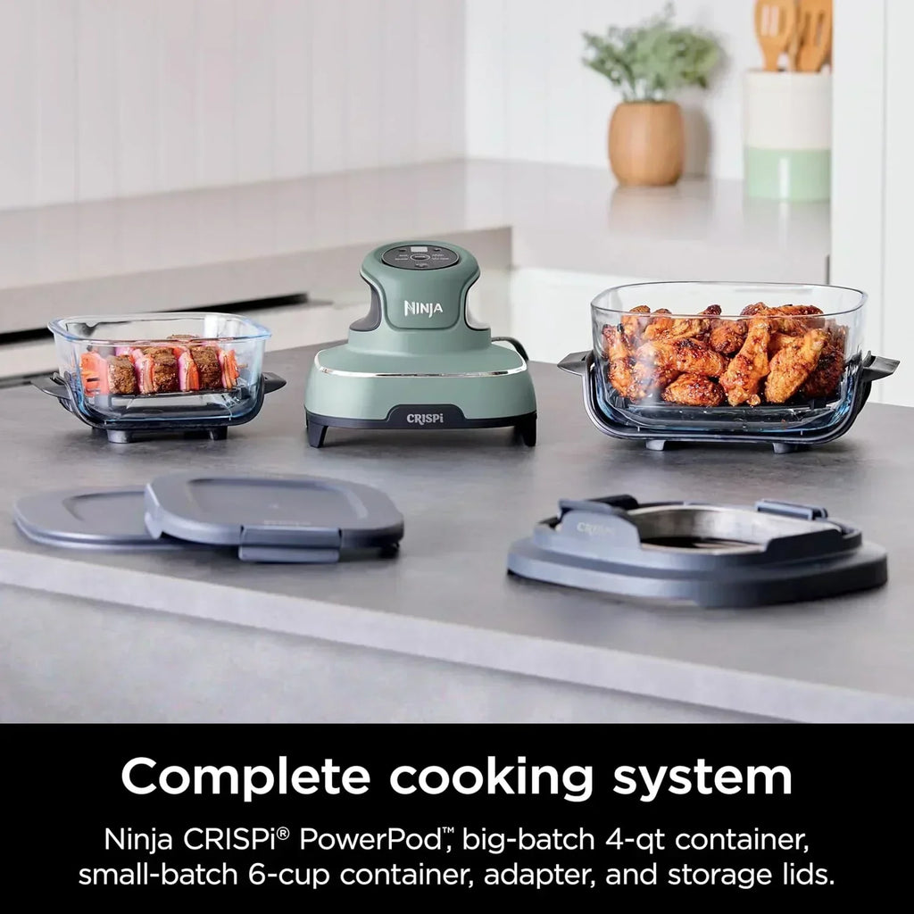 Ninja Crispi 4 in 1 Portable Glass Air Fryer Cooking System 4QT 6 Cup TempWare Glass Containers wourant