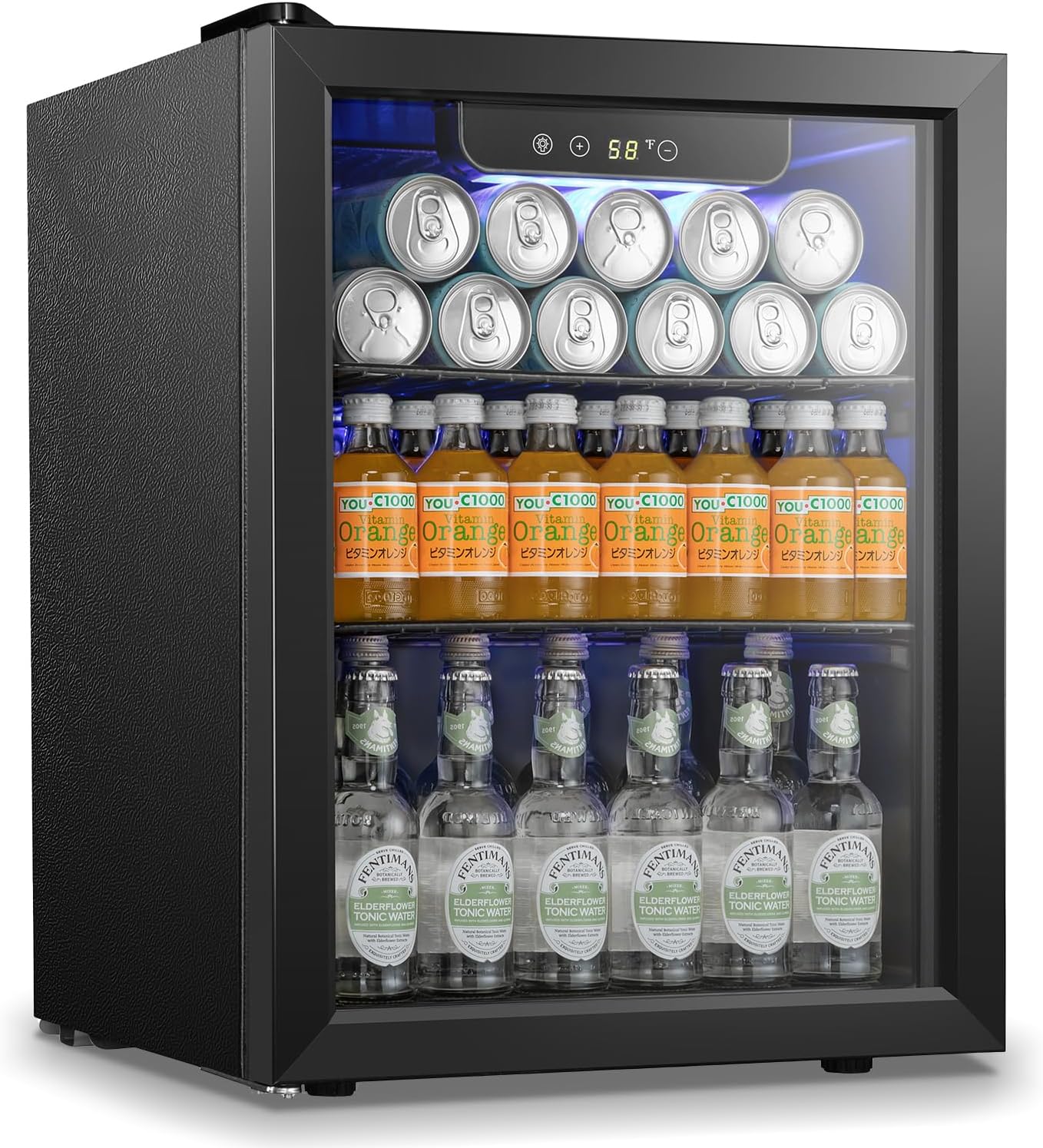 Antarctic Star Beverage Refrigerator Cooler 68 Can Mini Fridge with Glass Door for Beer Drinks Wine wourant