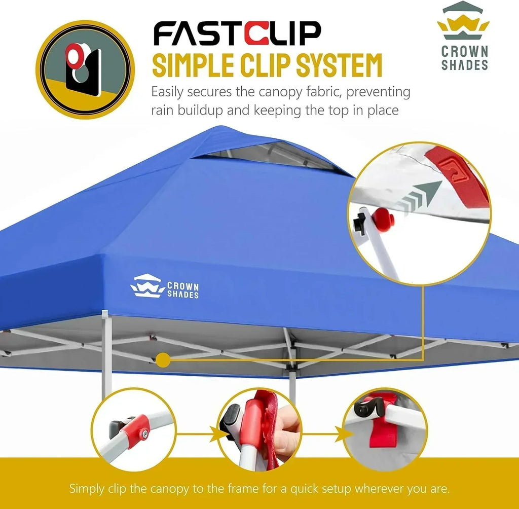 10x10 Pop-Up Awning One-Click Installation Beach Tent Outdoor Sunshade Silver Coated Top wourant