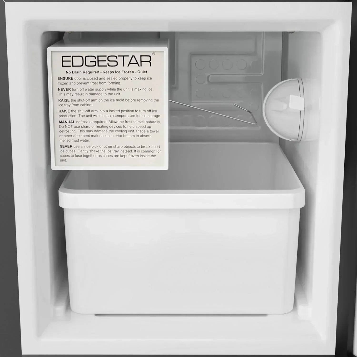 EdgeStar IB121 15 Inch Wide 12 Lbs Capacity Built-In Ice Maker with 15 Lbs Daily Ice Production wourant