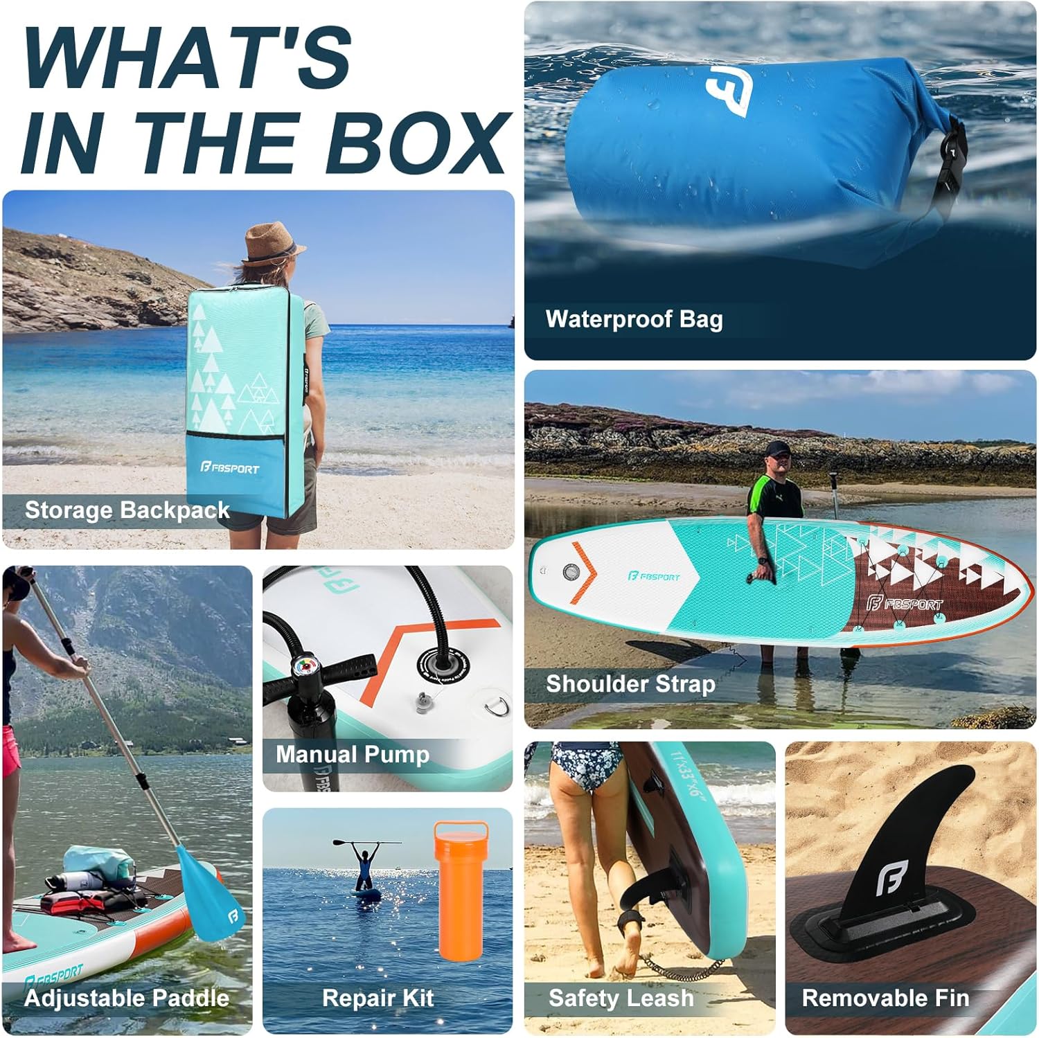 FBSPORT 11' Premium Stand Up Paddle Board Yoga Board with Durable SUP Accessories Carry Bag wourant