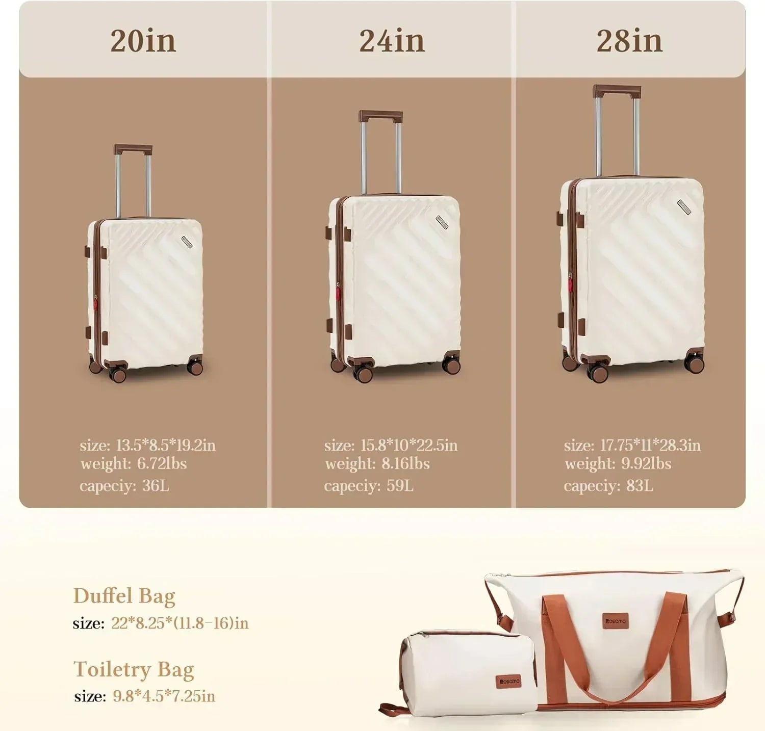 5 piece luggage set expandable suitcase 22x14x9 aviation certified durable waterproof travel set wourant