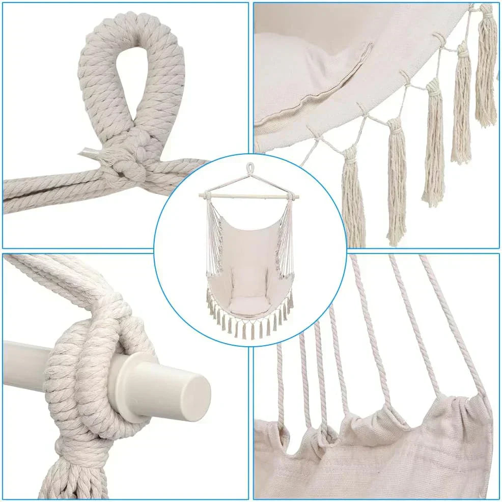 ONCLOUD Hammock Chair Hanging Rope Swing Load Capacity Macrame Hammock Swing Seat wourant