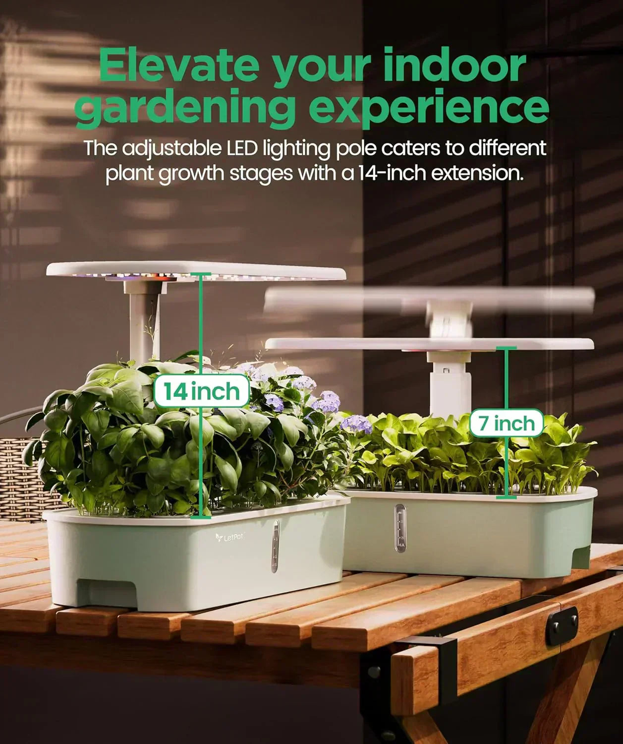 Hydroponic Planting System Kit App and WiFi Controlled Indoor Garden Full Spectrum Grow Light wourant