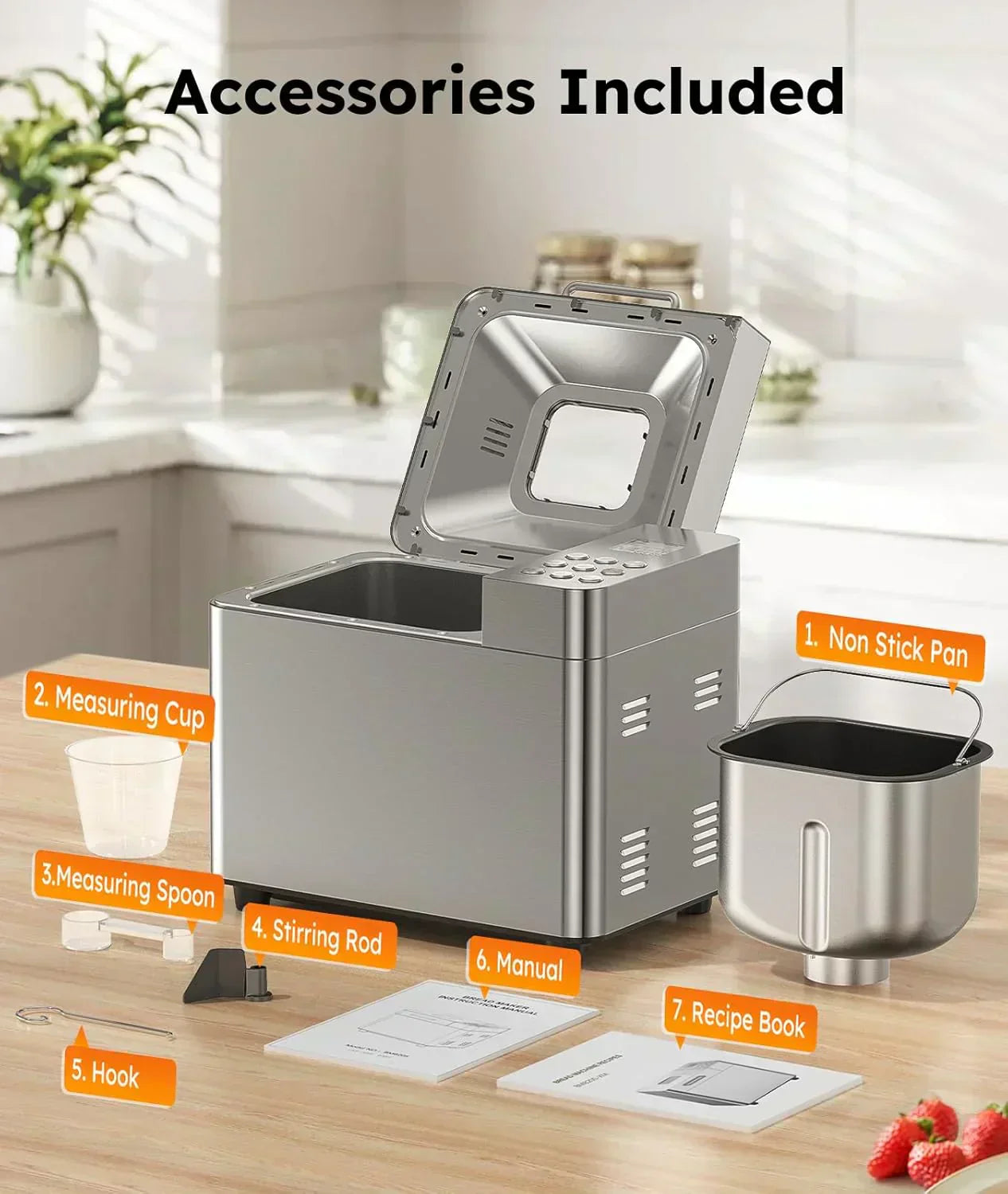 2LB Bread Maker OSIPOTO 17-in-1 Automatic Stainless Steel Bread Maker wourant