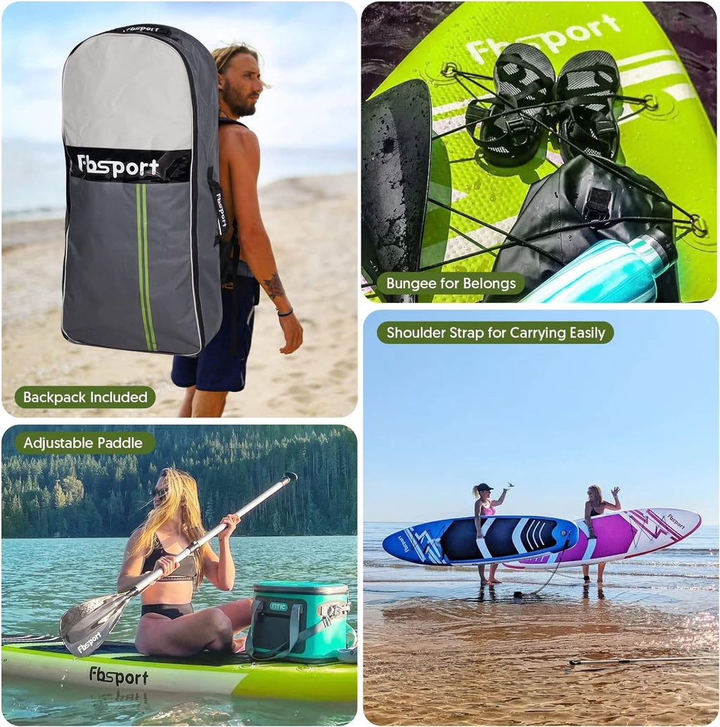 FBSPORT 11' Premium Stand Up Paddle Board Yoga Board with Durable SUP Accessories Carry Bag wourant