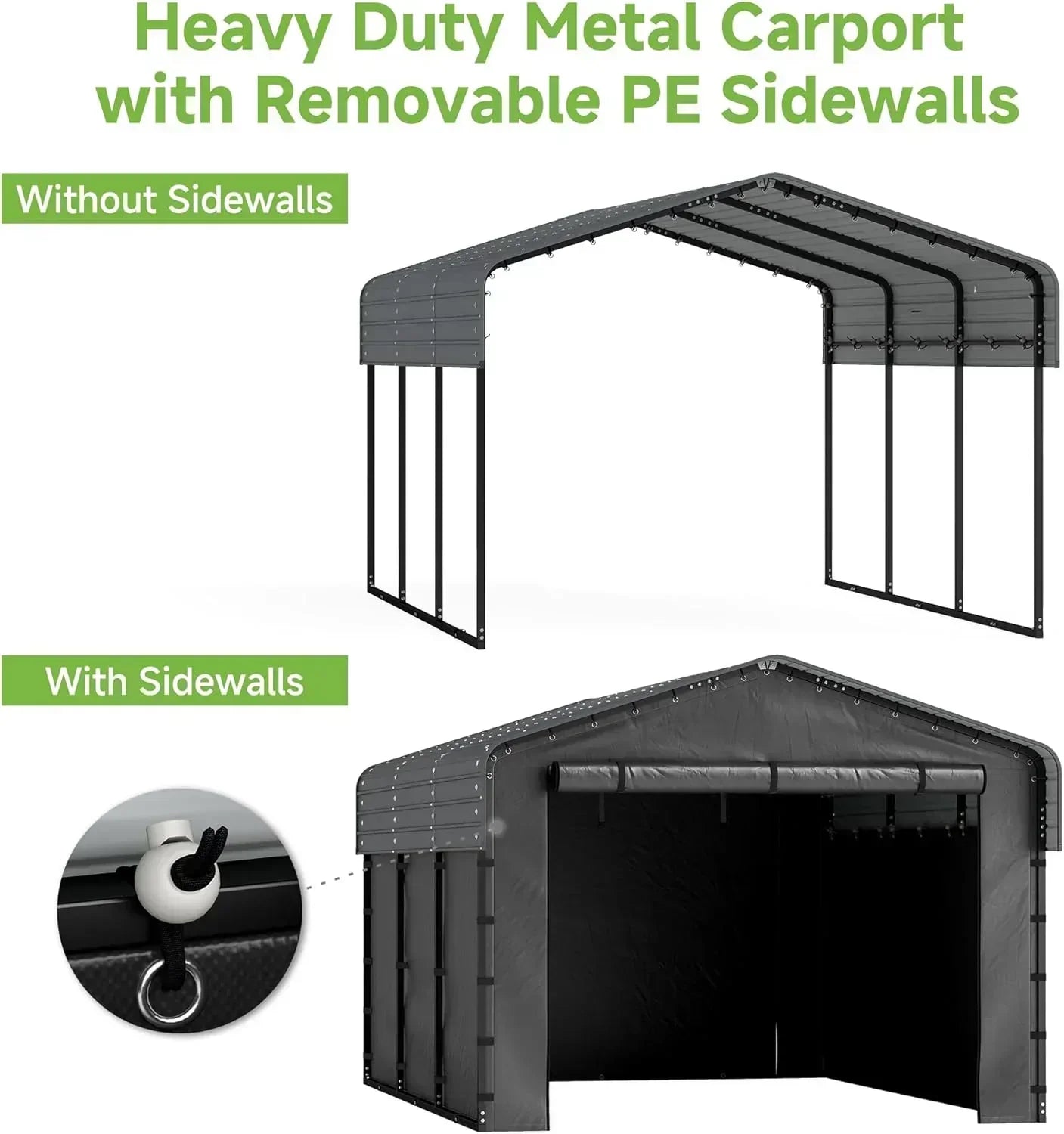 10'x15' Heavy Duty Metal Carport Outdoor Garage Car Shelter Shade with Heavier Frame wourant