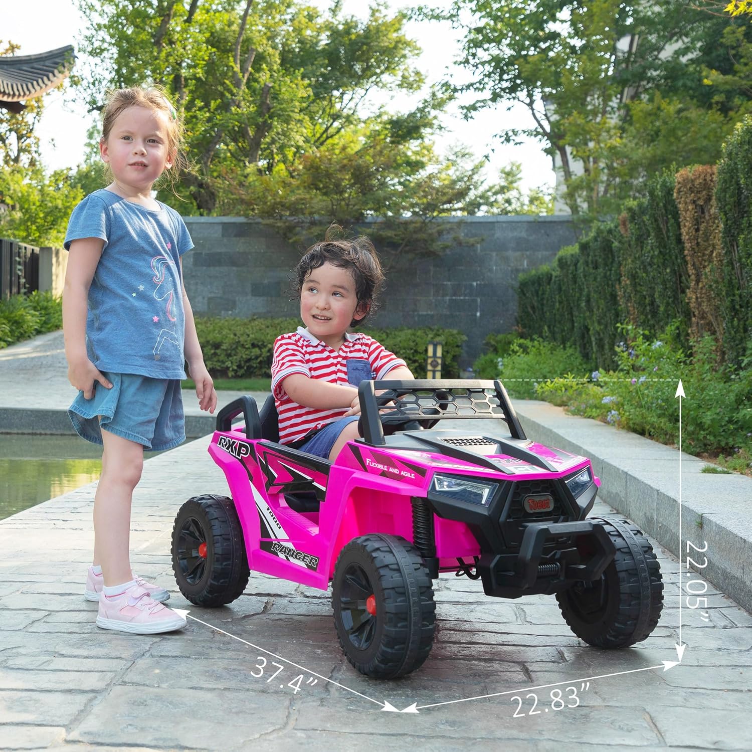 TOBBI 12V Kids Ride on Car Electric Off-Road UTV Truck with Diverse Functions Double Open Doors wourant
