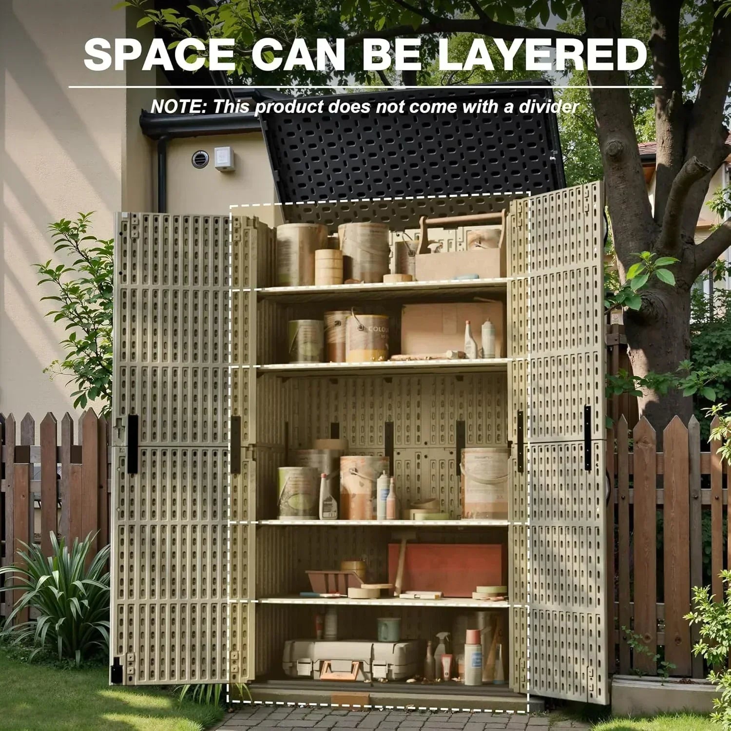 Greesum Outdoor Horizontal Storage Shed 27 Cu.ft Resin Large Storage Box for Garden Patio wourant