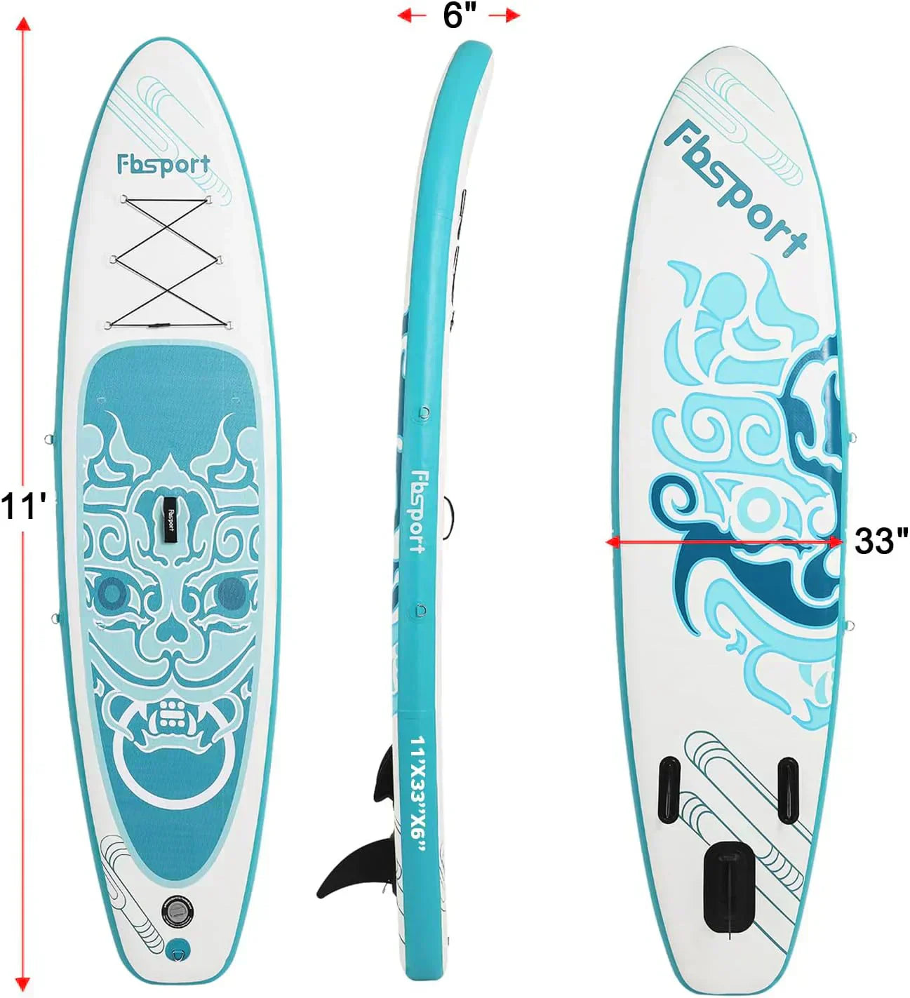 FBSPORT 11' Premium Stand Up Paddle Board Yoga Board with Durable SUP Accessories Carry Bag wourant
