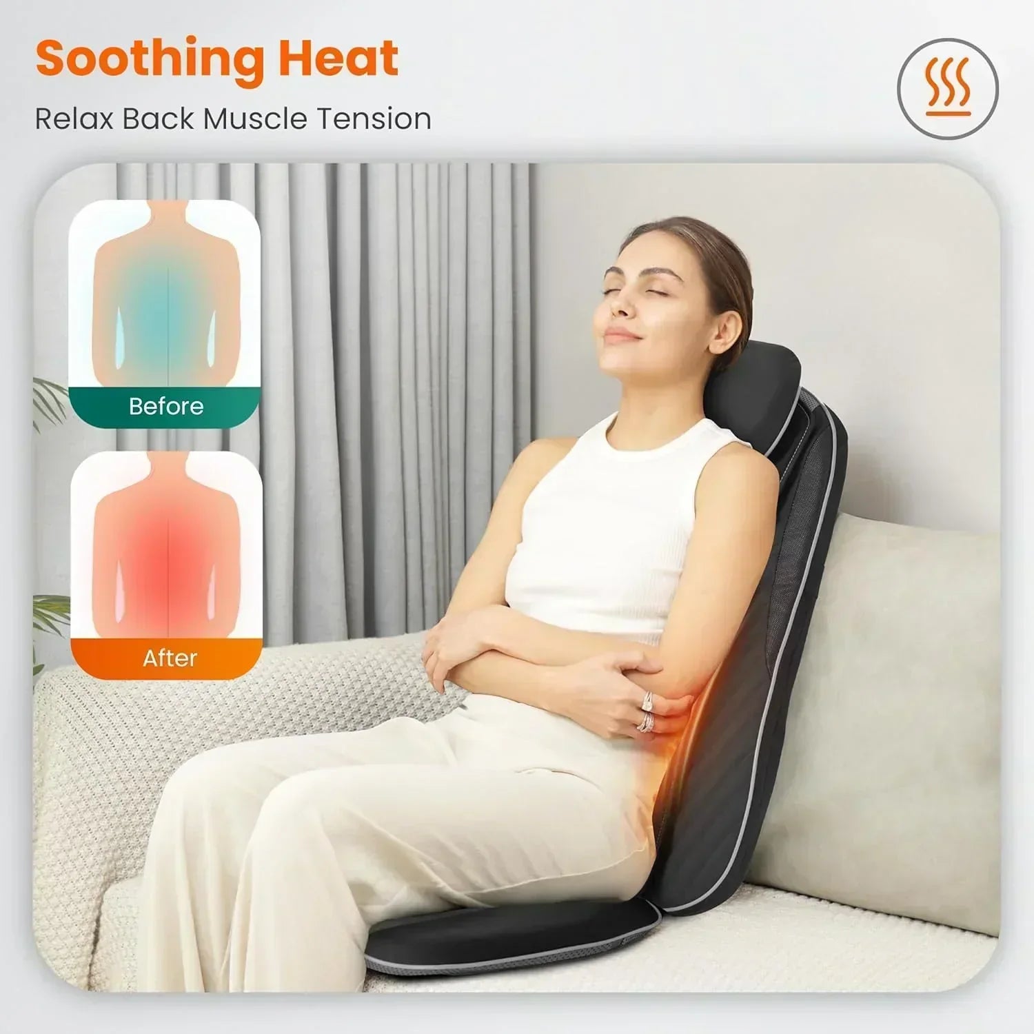 Snailax Shiatsu Massage Cushion with Heat Massage Chair Pad Kneading Back Massager for Home wourant
