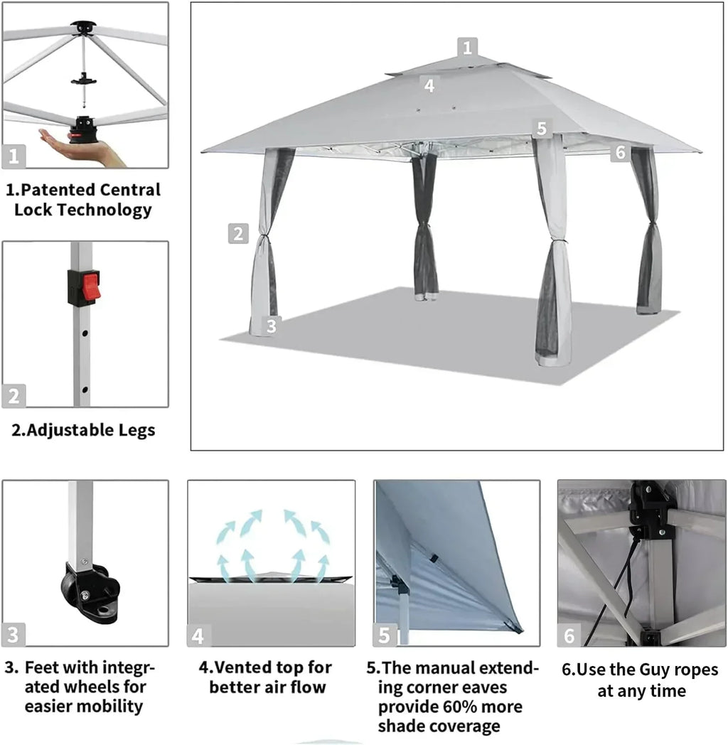 CROWN SHADES 13x13 Pop Up Gazebo Canopy Tent Gazebos on Clearance Outdoor Gazebo wourant