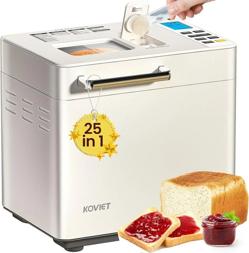 25-in-1 Bread Maker with Automatic Dual Dispenser 2-Pound Stainless Steel Bread Maker wourant