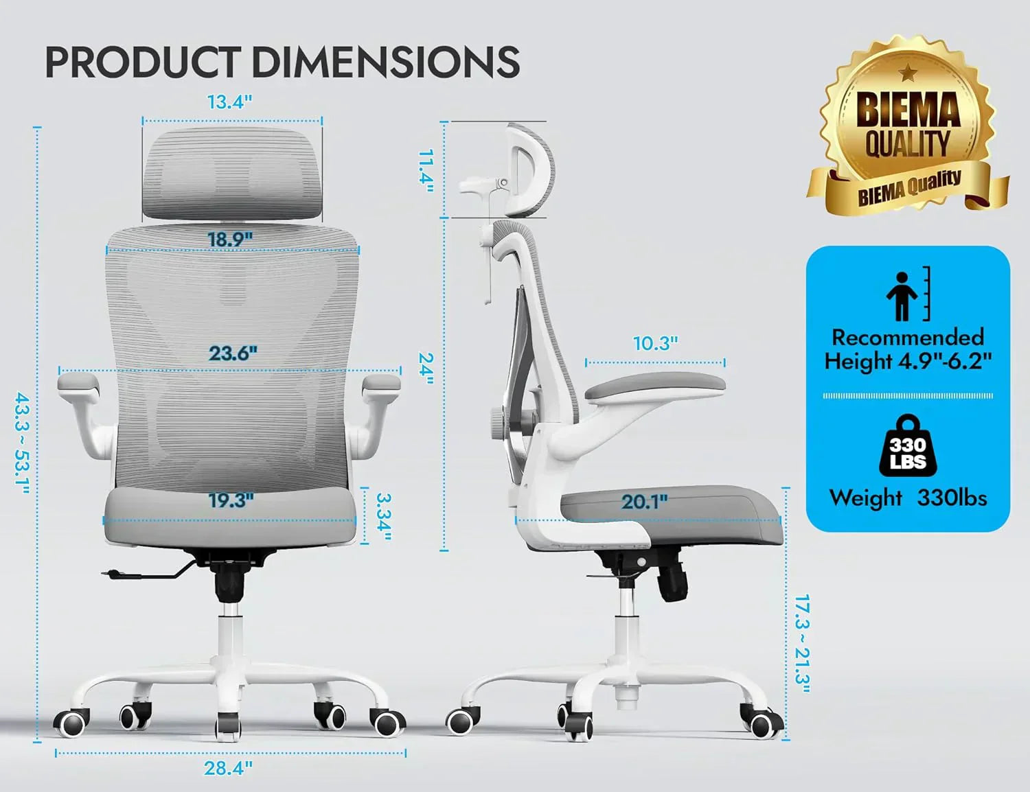 Office computer desk and chair gaming chair with lumbar support and headrest wourant