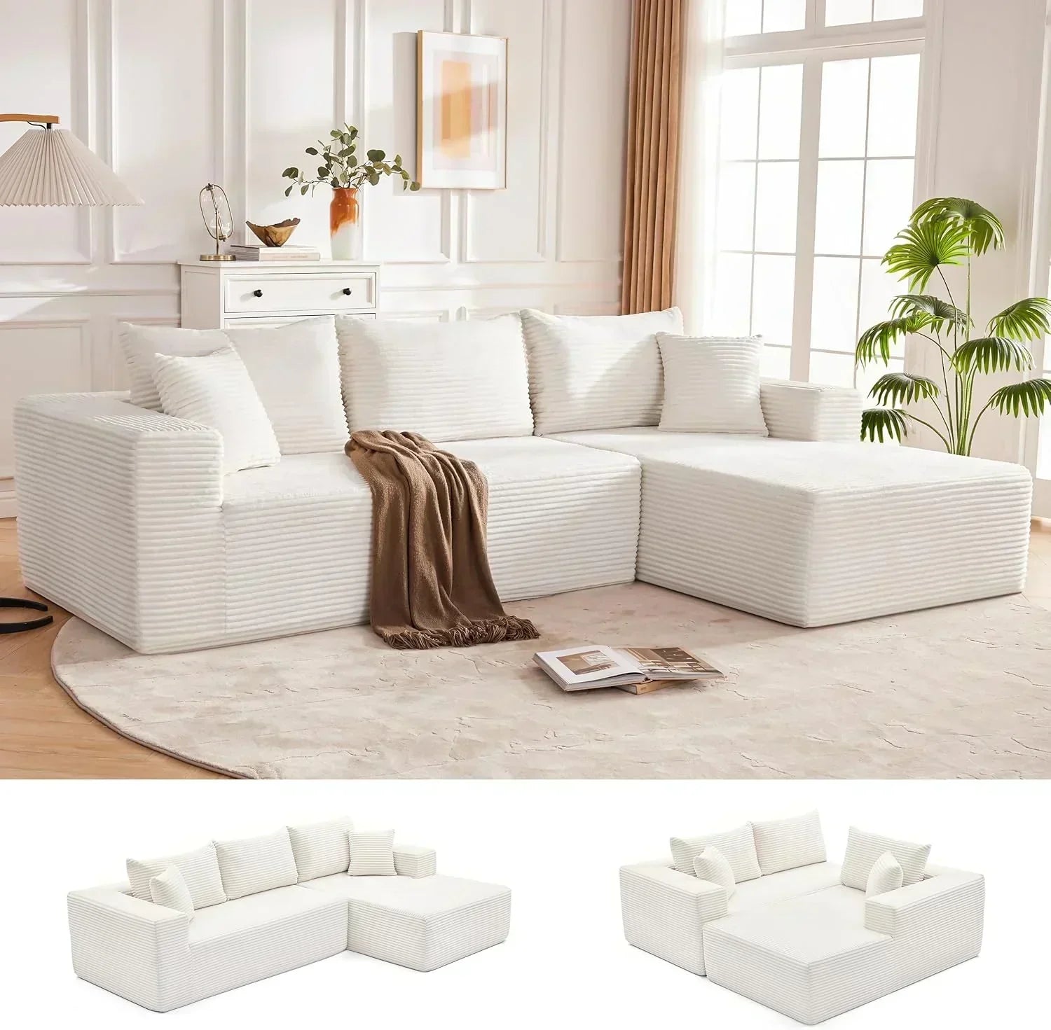 110-inch cloud sofa boneless sofa in the living room modular sofa with deep seats wourant