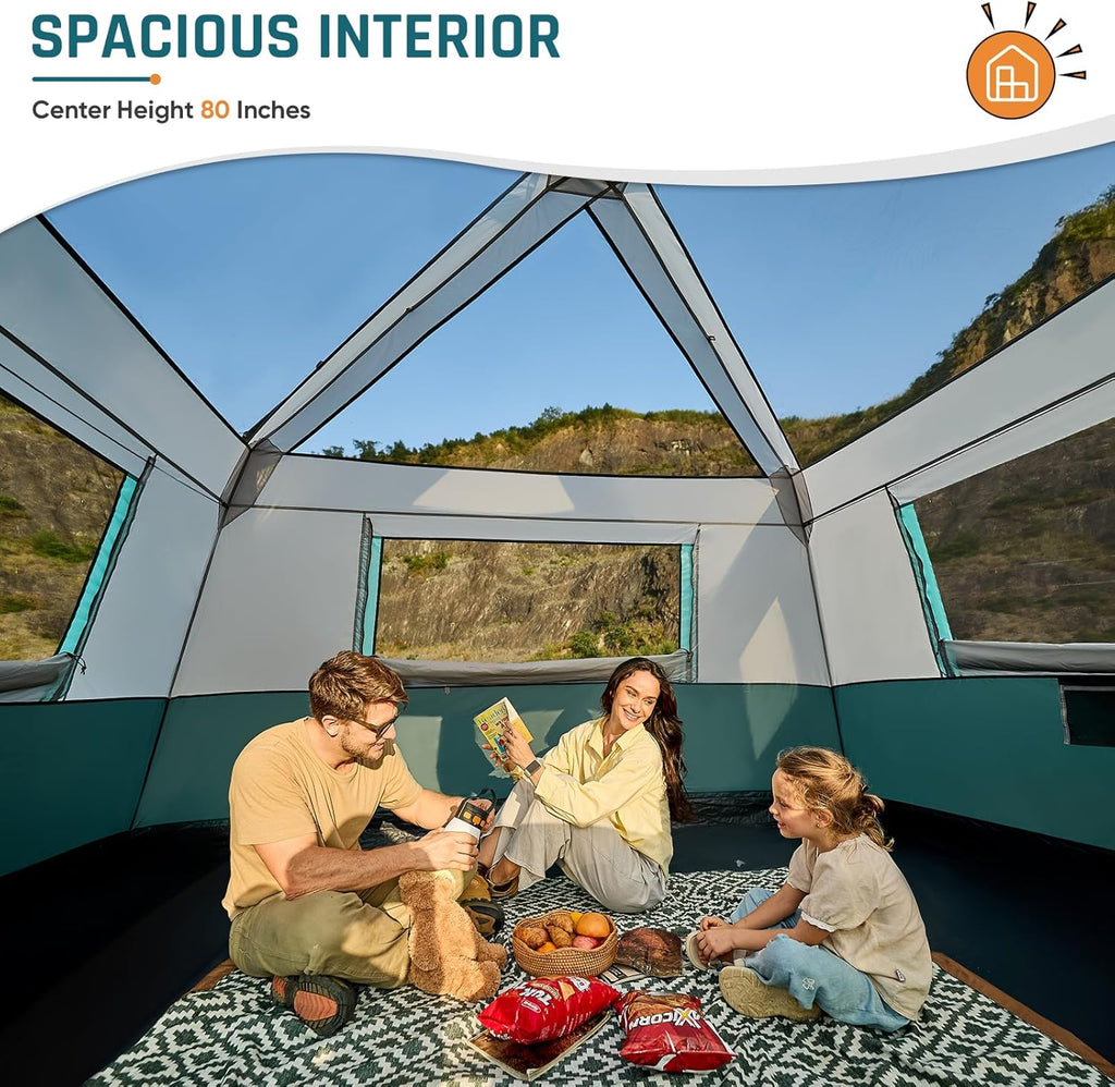 Quick-opening tent family camping tent pop-up camping tent large waterproof tent wourant