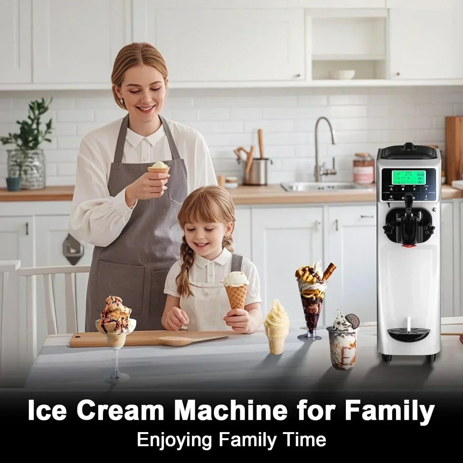 Soft Serve Ice Cream Machine 3.2 Gallons Ice Cream Maker Machine Single Flavor Ice Cream Machine wourant