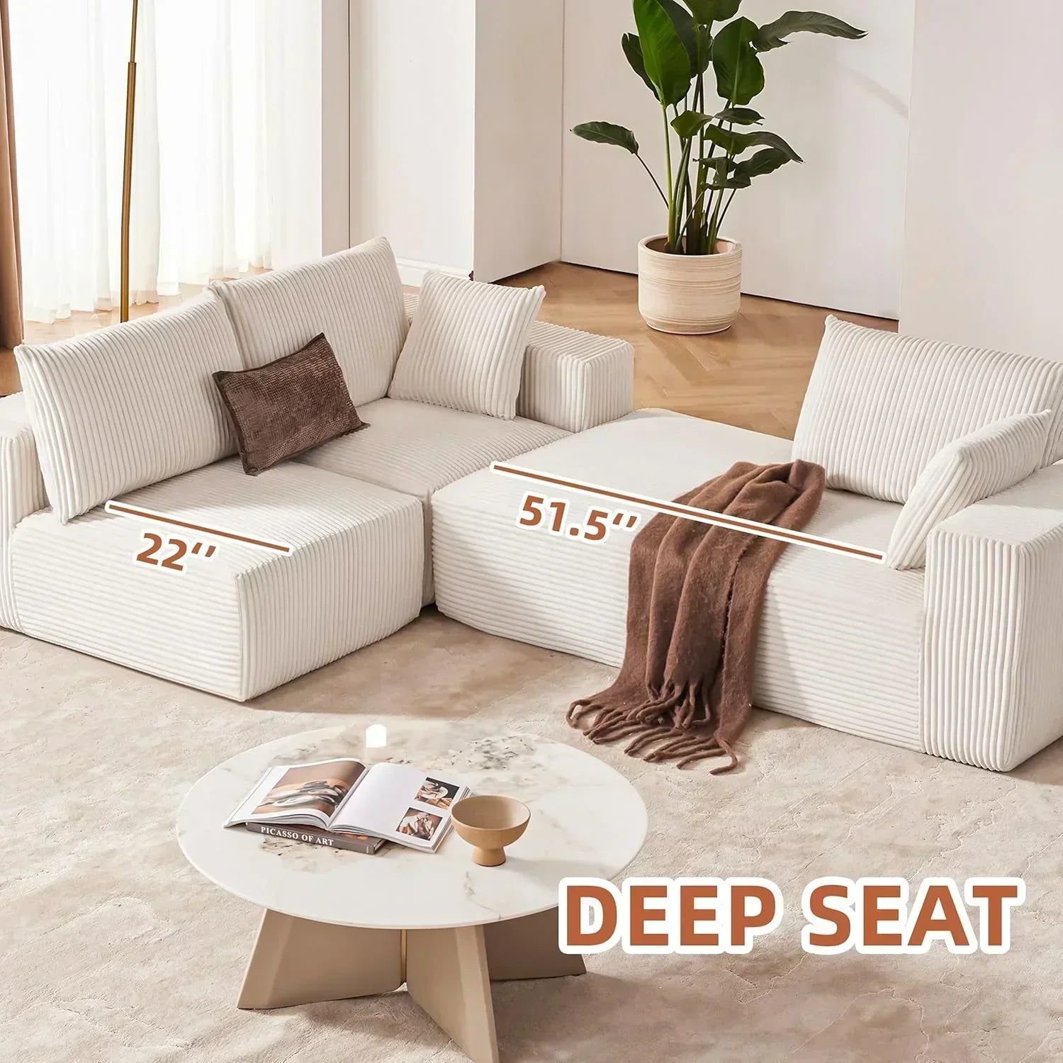 108-inch modular sofa cloud modular sofa with deep seat and reclining chair upholstered sofa wourant