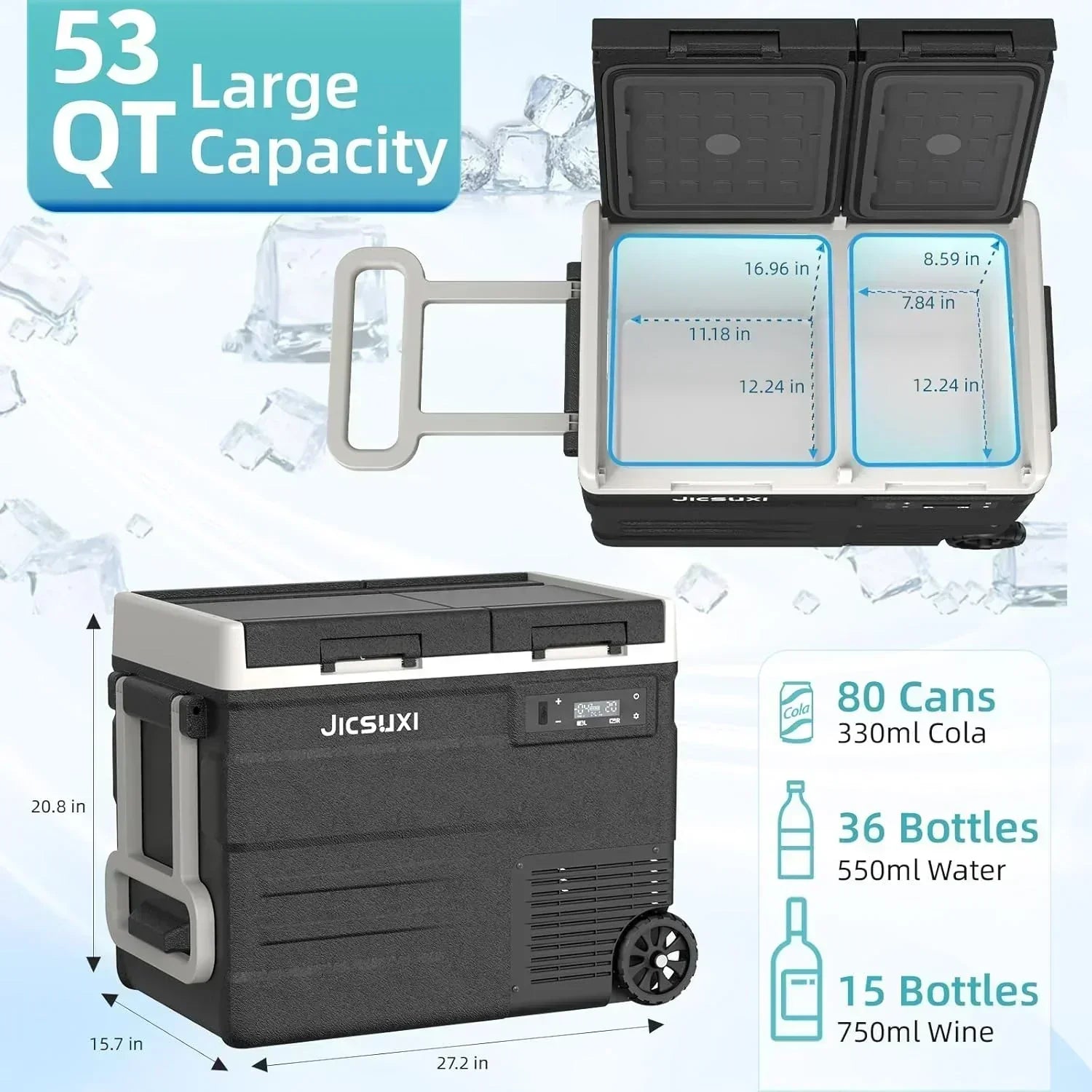12V Car Refrigerator 17 Quart Portable Freezer 12 Car Fridge -4F~68F Compressor Electric Cooler wourant