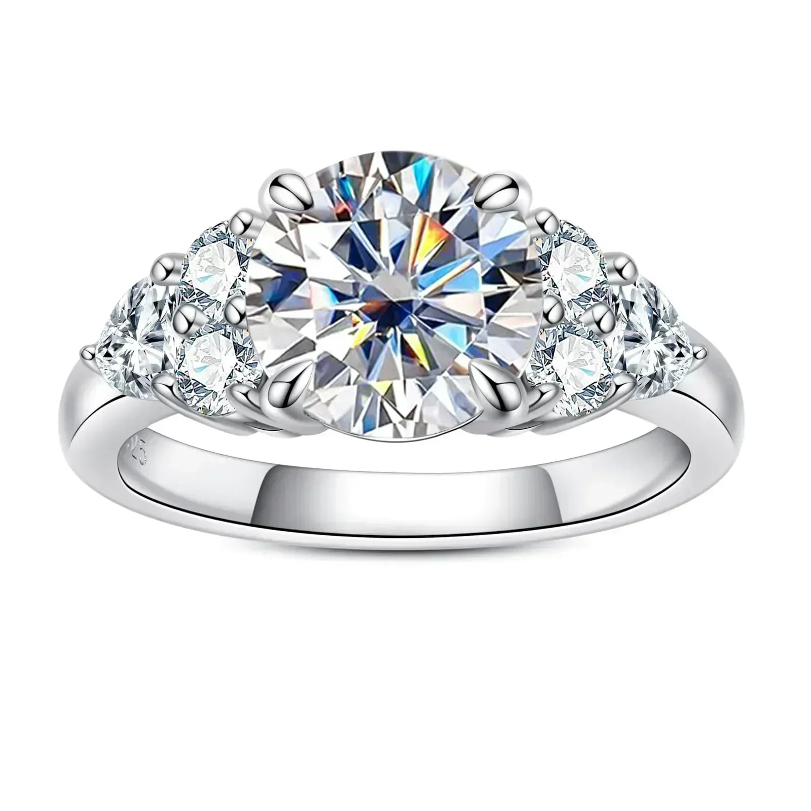 Moissanite Engagement Rings for Women 3 ct (4 ctw) D Color VVS1 Lab Created Diamond 18K White wourant