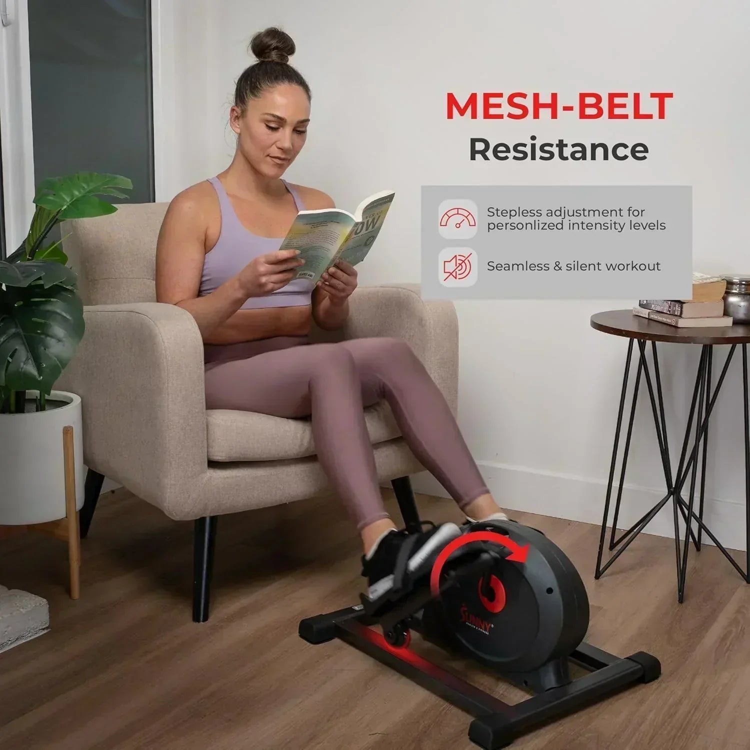Sunny Health Fitness Smart Mini Elliptical Trainer Indoor Under-Desk Pedal Exerciser wourant