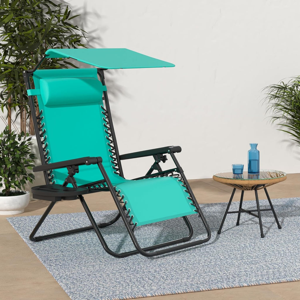 Best Choice Products Folding Zero Gravity Recliner Patio Lounge Chair Adjustable Canopy Shade wourant