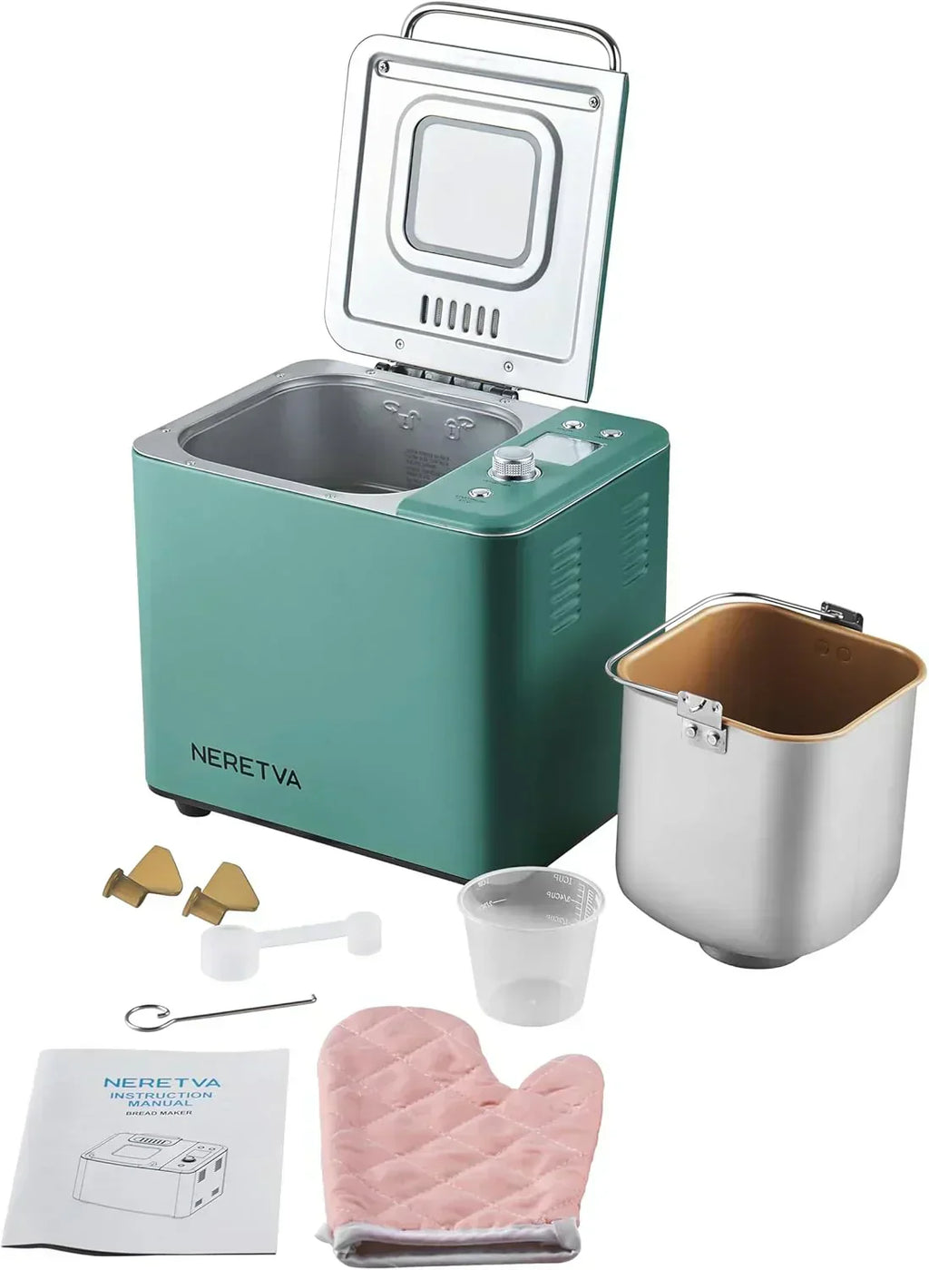 Neretva Bread Maker 20-in-1 2LB Bread Maker Dual Heater Bread Maker Automatic Ceramic Pan wourant
