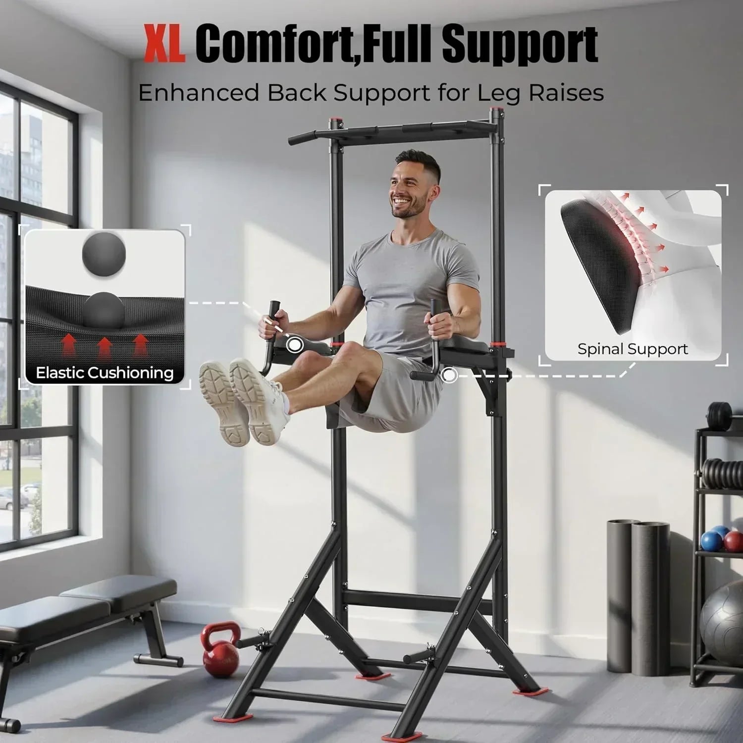 Sportsroyals Power Tower Pull Up Bar Station 450 lbs stable suspended immersion tilt station wourant
