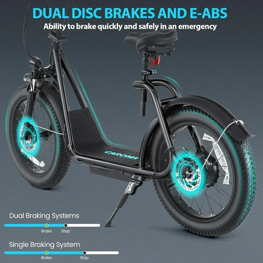 Caroma Peak 800W Foldable Adult Electric Scooter with 20-inch Wide Tires 48V Battery Basket wourant