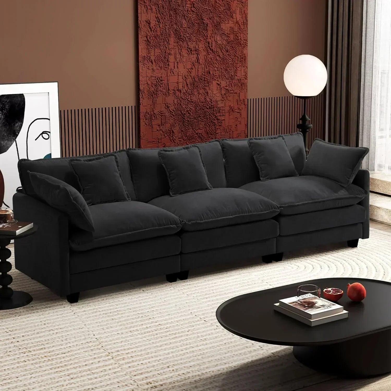 111.4 Inch L Shaped Modern Sofa Modular Cloud Sofa with Ottoman 4 Seater Chenille Deep Seat Sofa wourant