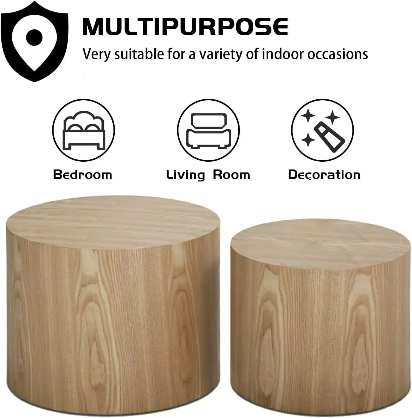 Nesting Coffee Table Set of 2 Modern Round Coffee Table with Non-Slip Feet Circle Accent Tables wourant