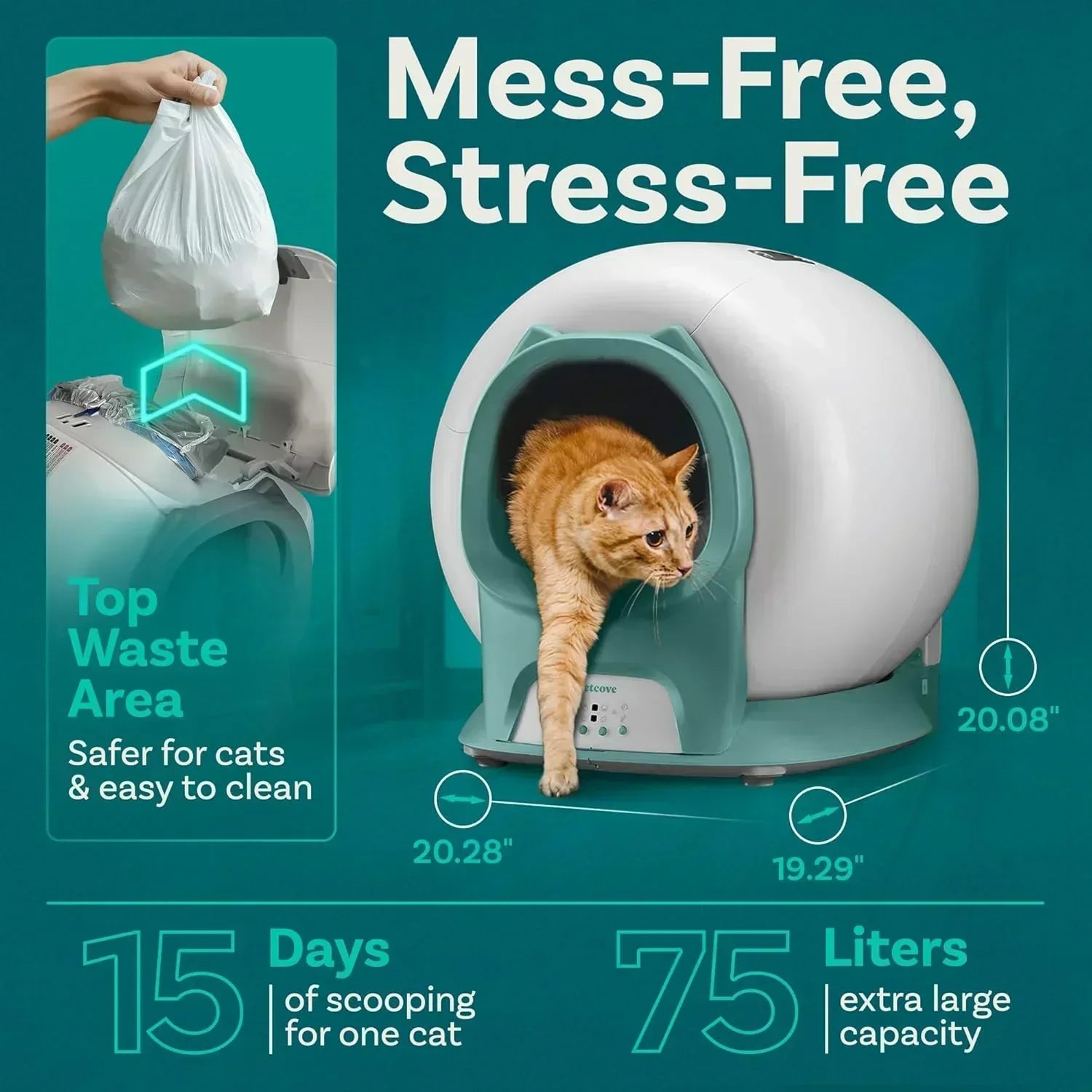 Self Cleaning Litter Box with Auto Safety Sensors Automatic Cat Litter Box Self-Cleaning wourant