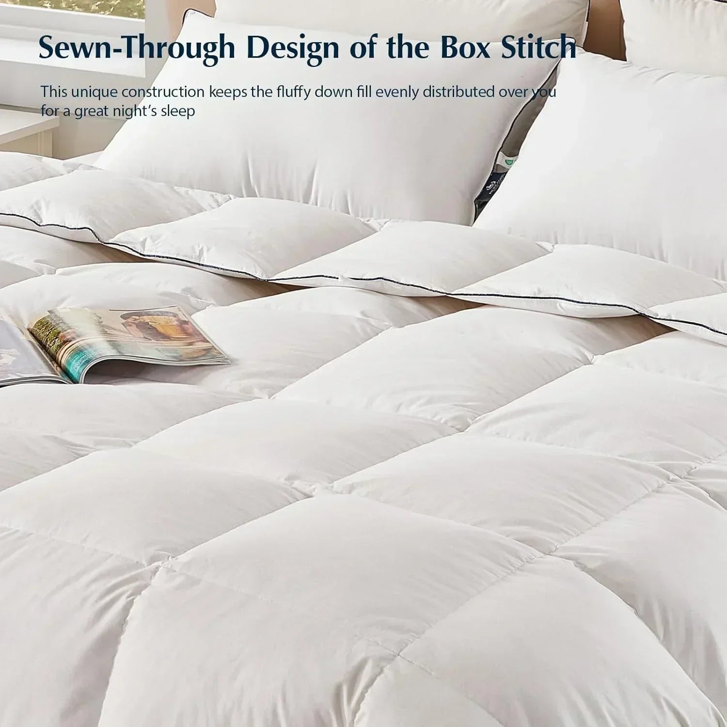 Goose feather duvet queen size cotton super fluffy white duvet core soft and breathable wourant
