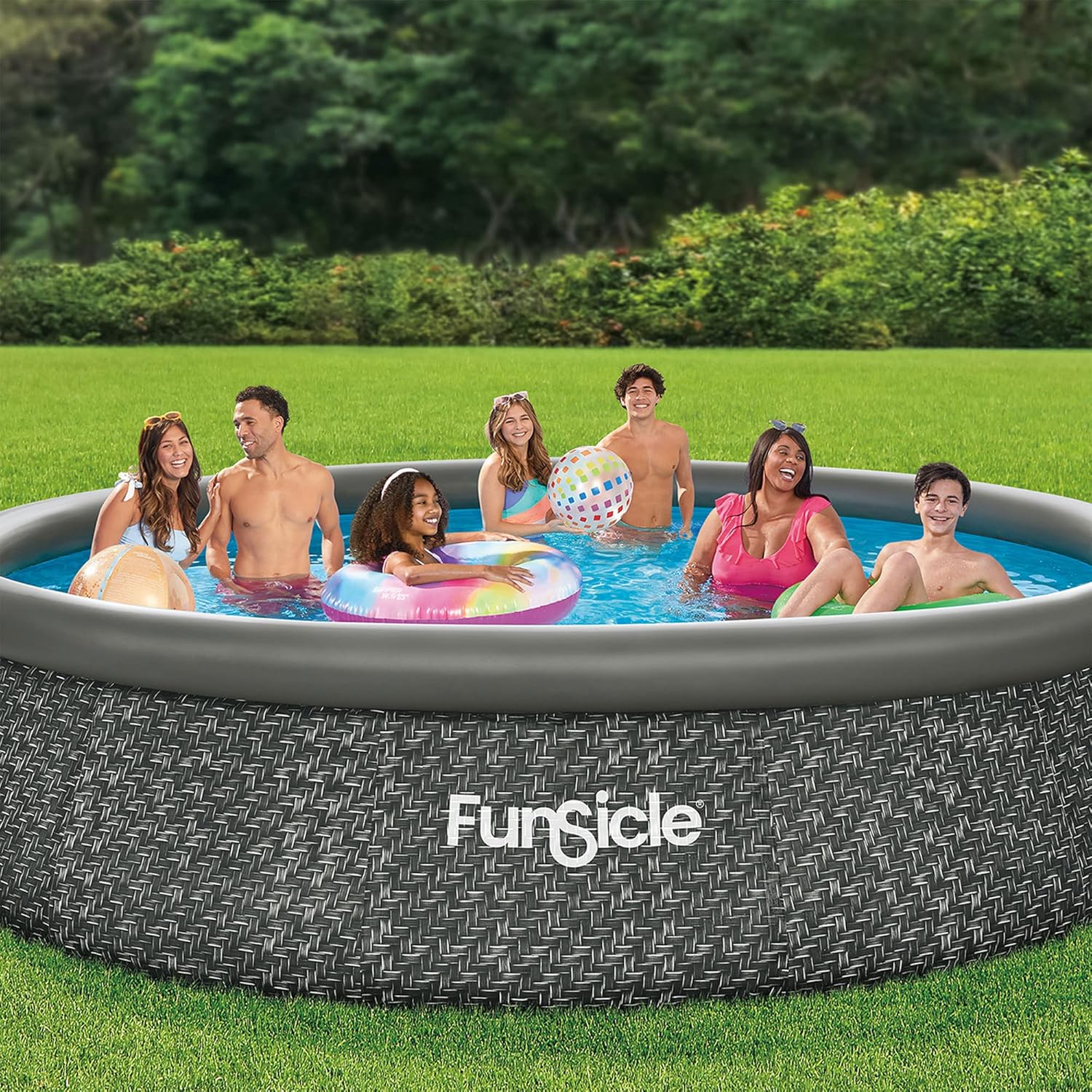 Funsicle 12 Foot by 36 Inch Quickset Round Inflatable Ring Top Outdoor Swimming Pool Set wourant