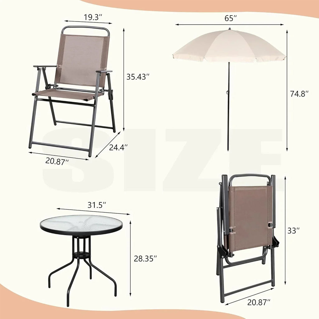 Vongrasig 6 Piece Folding Patio Dining Set Small Metal Outdoor Garden Patio Table and Chair Set wourant