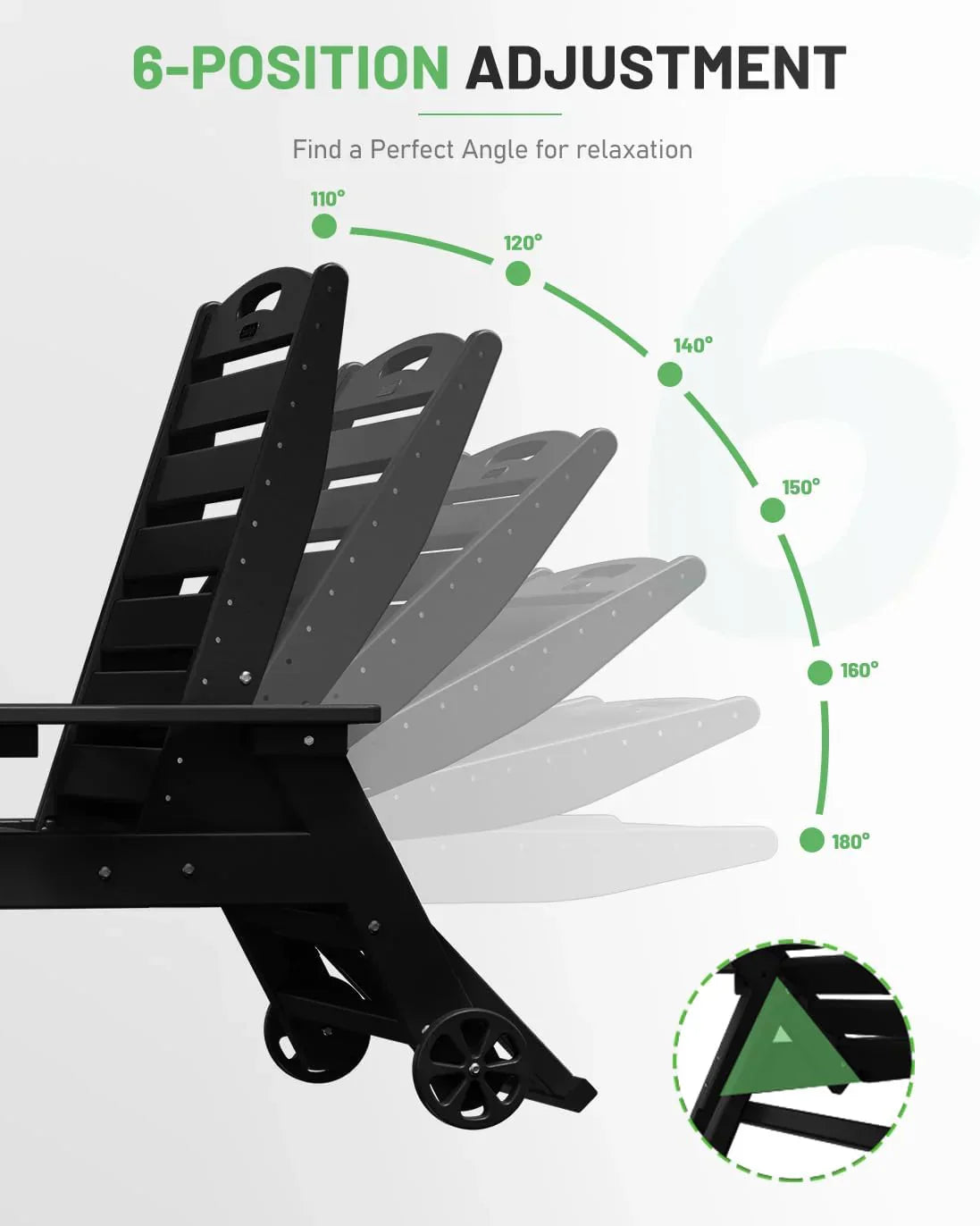 Lounge Chair Outdoor Chaise Lounge HDPE 6-Position Outdoor Chaise Lounge Patio Lounge Chair wourant