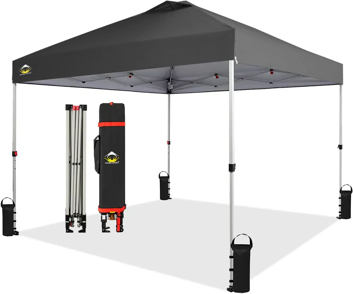 10x10 Pop-Up Awning One-Click Installation Beach Tent Outdoor Sunshade Silver Coated Top wourant
