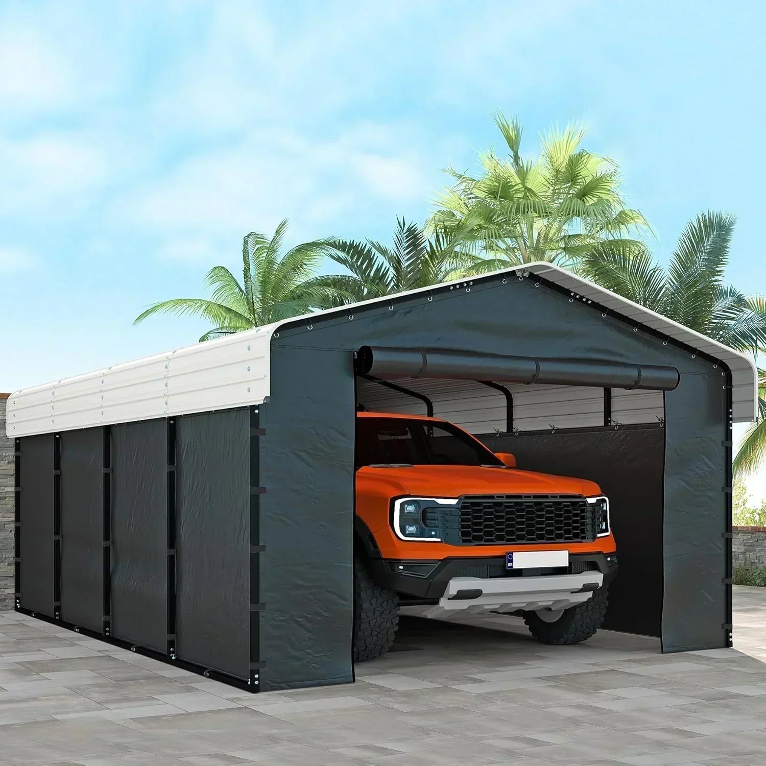 10'x15' Heavy Duty Metal Carport Outdoor Garage Car Shelter Shade with Heavier Frame wourant