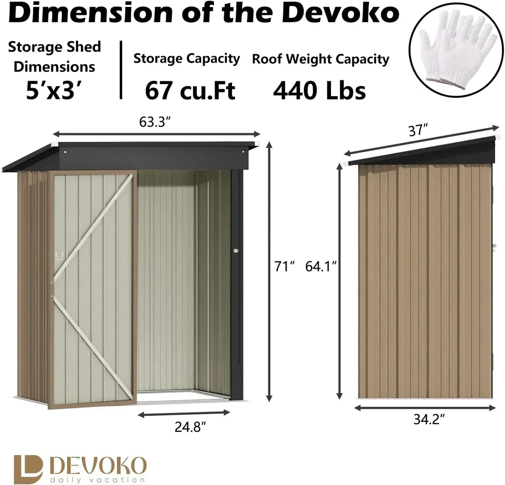 Devoko Outdoor Storage Shed Lockable Metal Garden Shed Steel Anti-Corrosion Storage House wourant