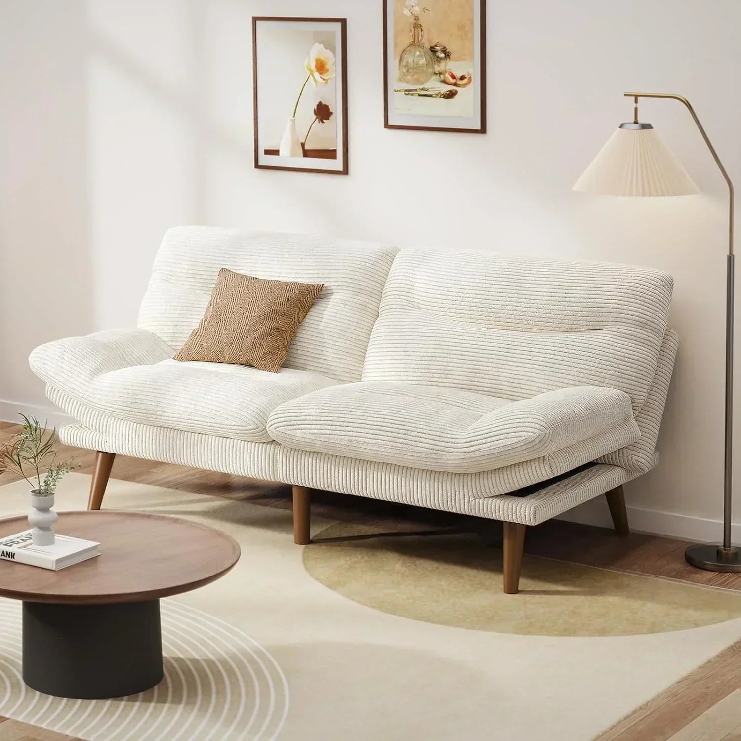 Convertible Futon Sofa Bed 66 Inch Corduroy Futon Sofa Recliner Sofa Bed for Small Spaces wourant