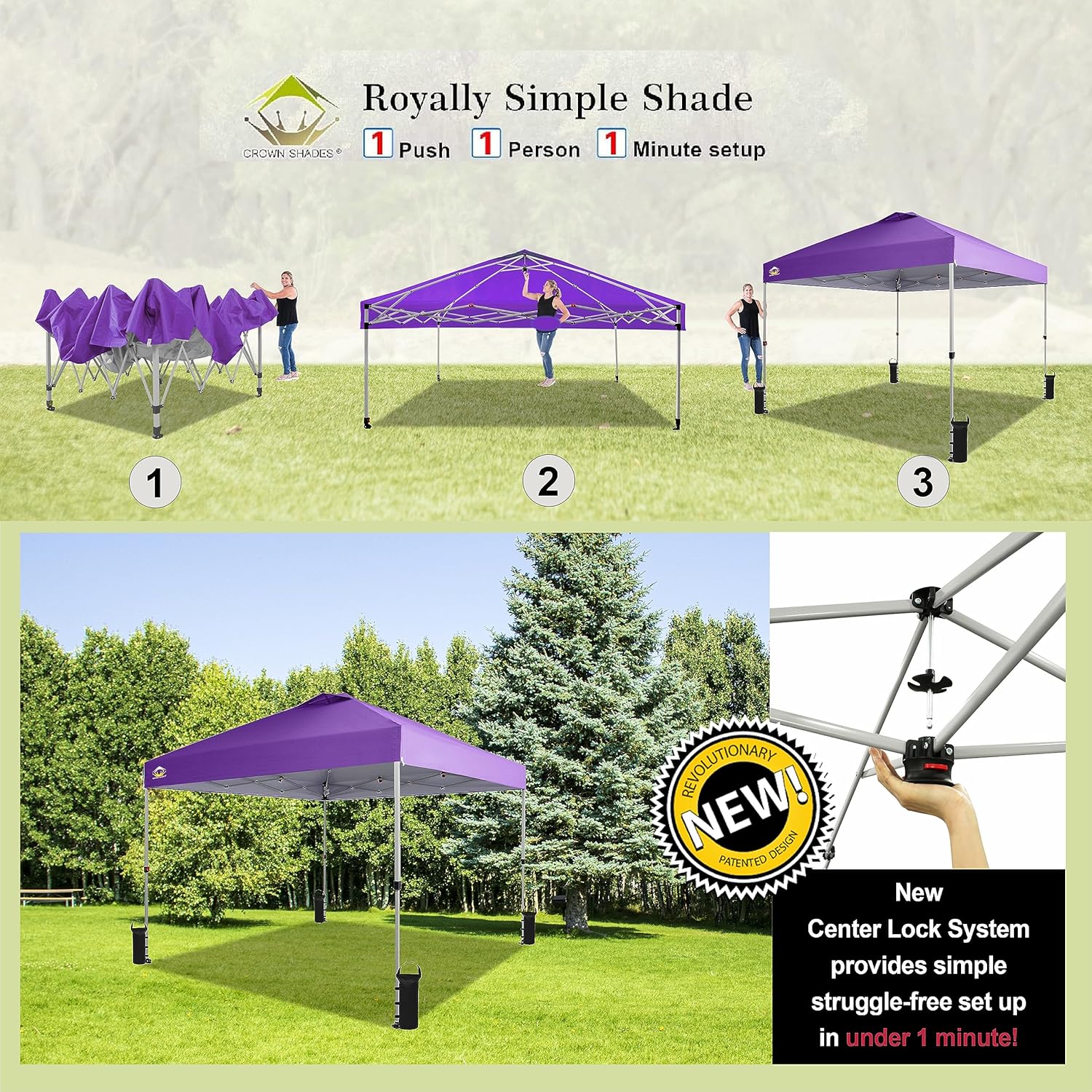 10x10 Pop-Up Awning One-Click Installation Beach Tent Outdoor Sunshade Silver Coated Top wourant