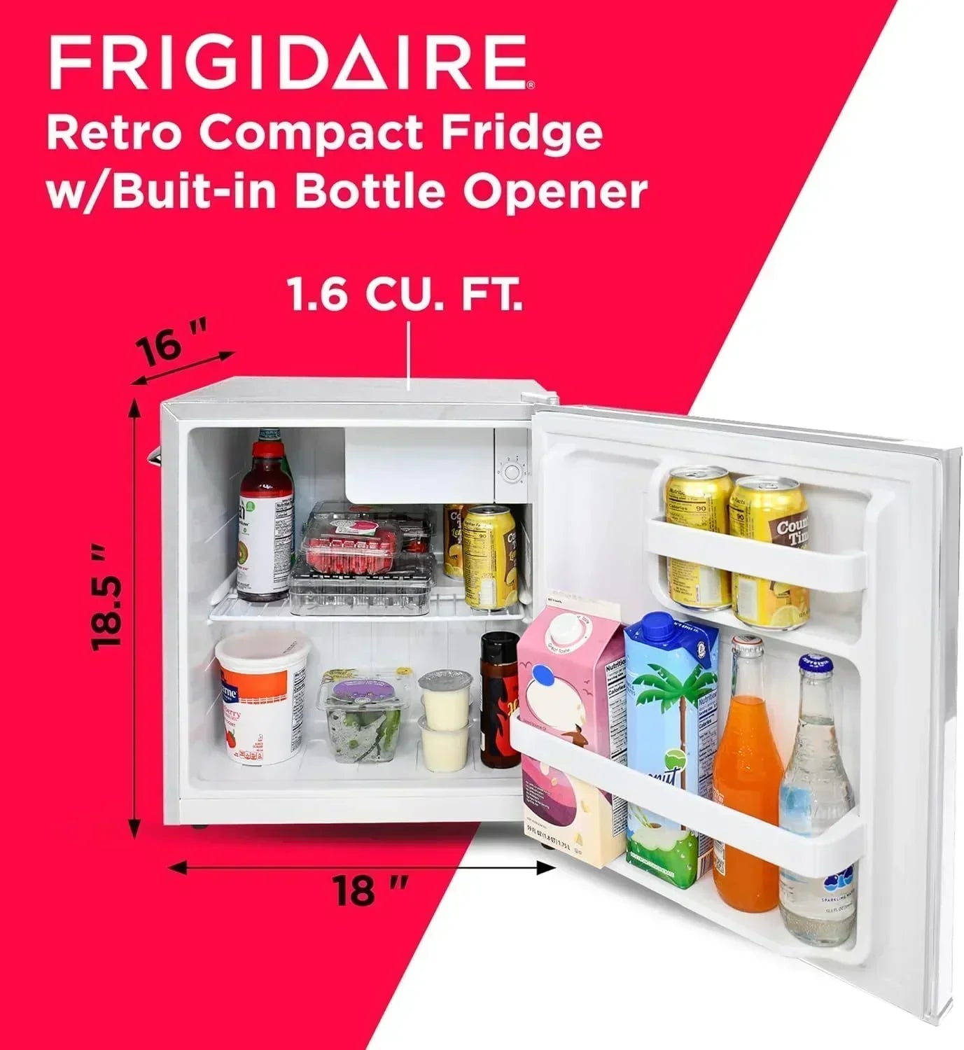 Frigidaire EFR176 Retro Compact Fridge with Chiller Mini Refrigerator Built-in Bottle Opener wourant