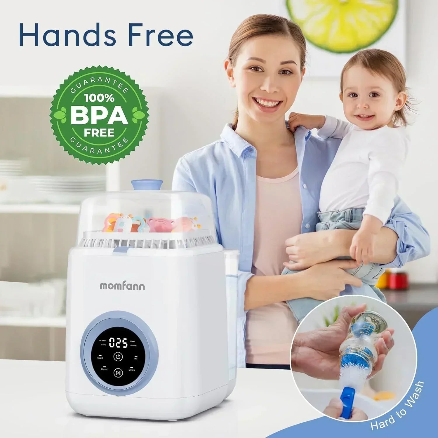 Baby Bottle Washer-19 Min Rapid Wash Sterilizer and Dryer All-in-One Cleaner Bottles Pump Parts wourant