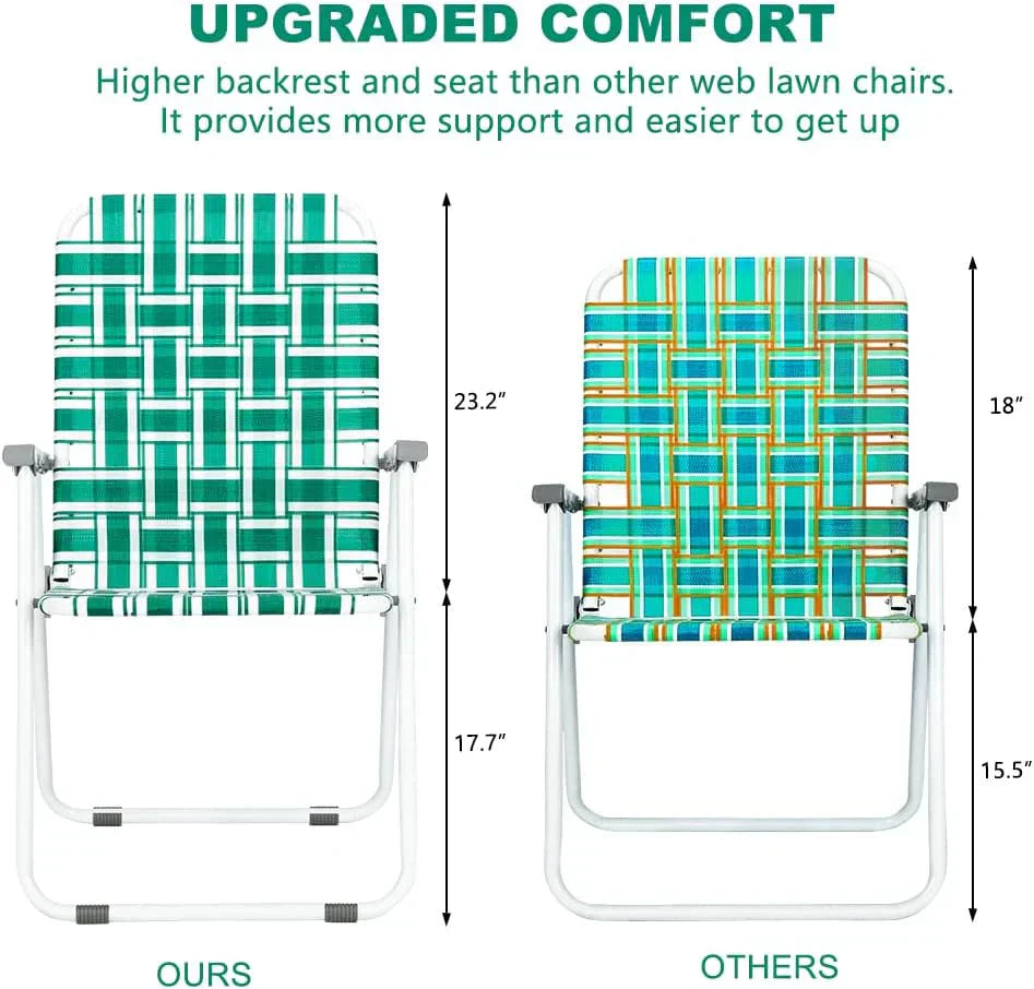 VINGLI Patio Lawn Webbed Folding Chairs Set of 2 Outdoor Beach Portable Lawn Chair wourant