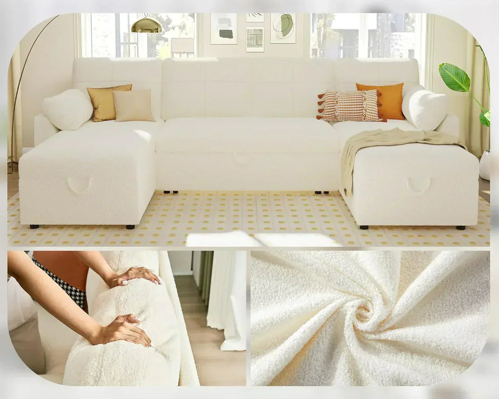 VanAcc Sofa Bed Sleeper Sofa with Storage Chaise 2 in 1 Pull Out Couch Living Room wourant