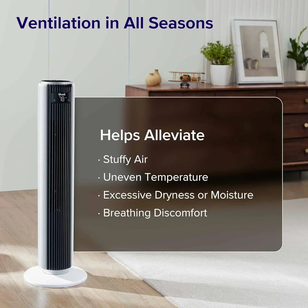 LEVOIT Tower Fan for Bedroom Standing Fan with 28dB Quiet for Sleep Remoter 12H Timer wourant