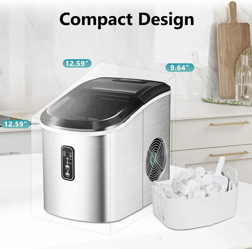 EUHOMY Nugget Ice Maker Countertop with Handle Ready 34lbs Per Day Removable Top Cover wourant