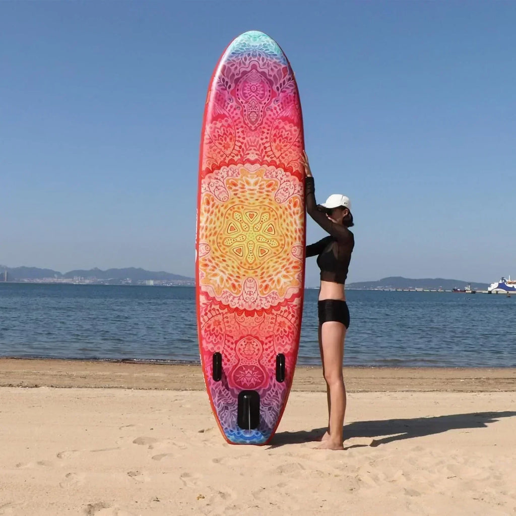 Inflatable wide SUP board with SUP carrying bag hand pump 10L waterproof bag wourant