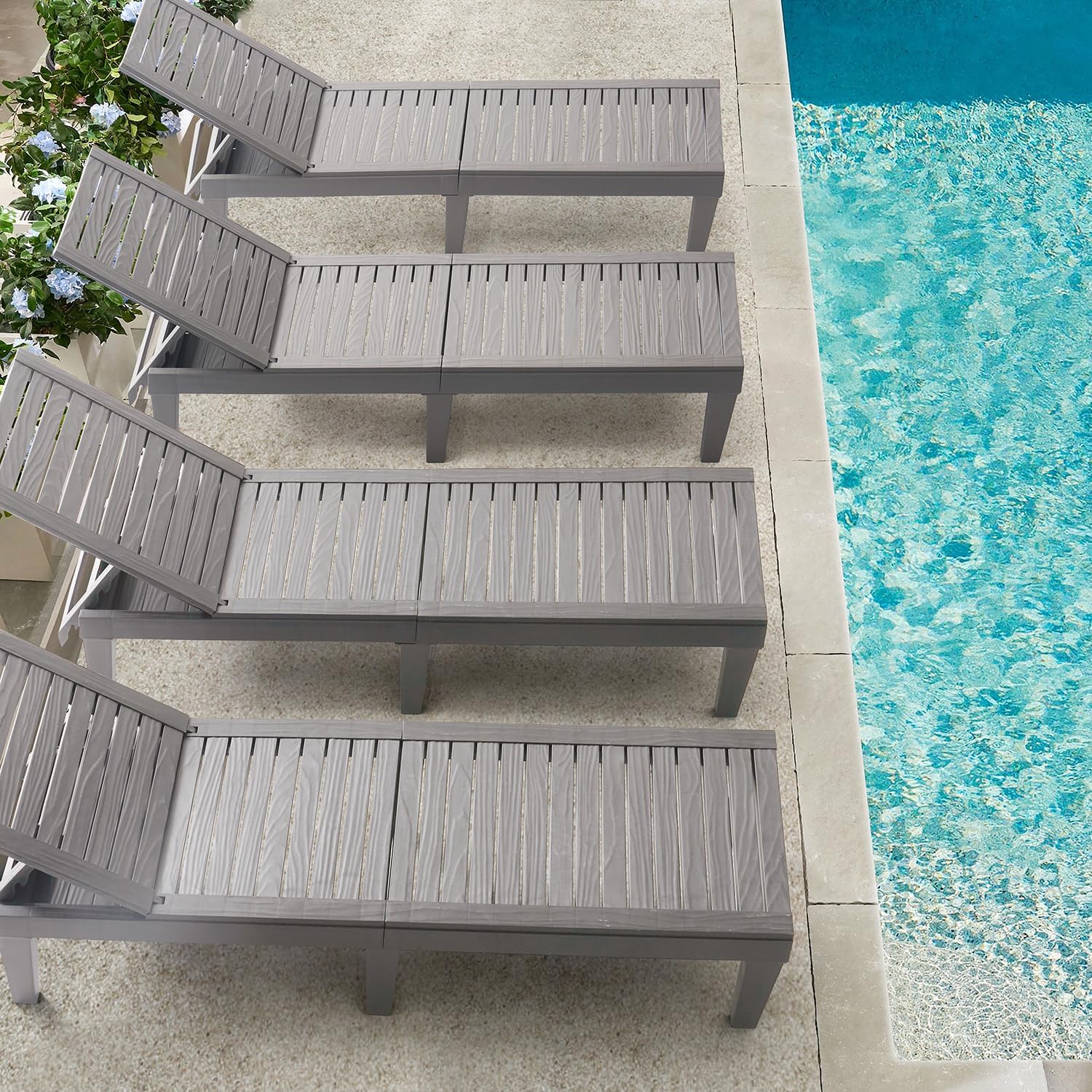 Patio Chairs Black Chaise Lounge Chair Outdoor 5-Position Adjustable Sun Tanning Chair wourant